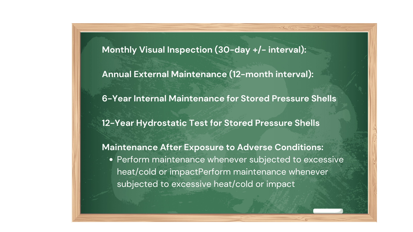 Chalkboard emphasizing maintenance cycles